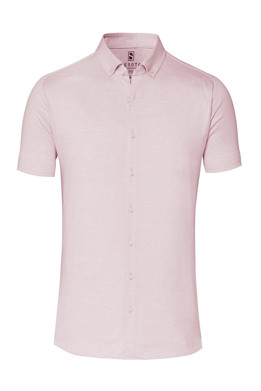 Men Desoto | Jersey Shirt »Modern Button Down« Pink Powder