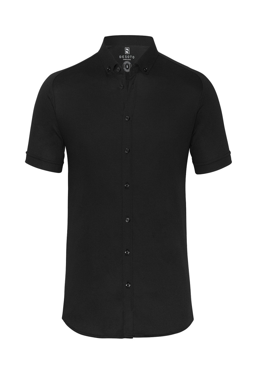 Men Desoto | Jersey Shirt »Modern Button Down« Black