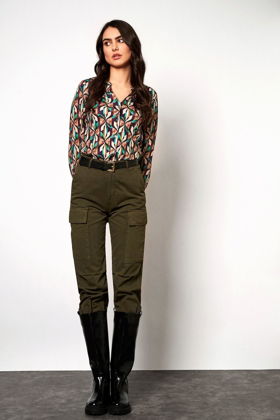 Women Desoto | Jersey Blouse »Fay« Brown/Beige